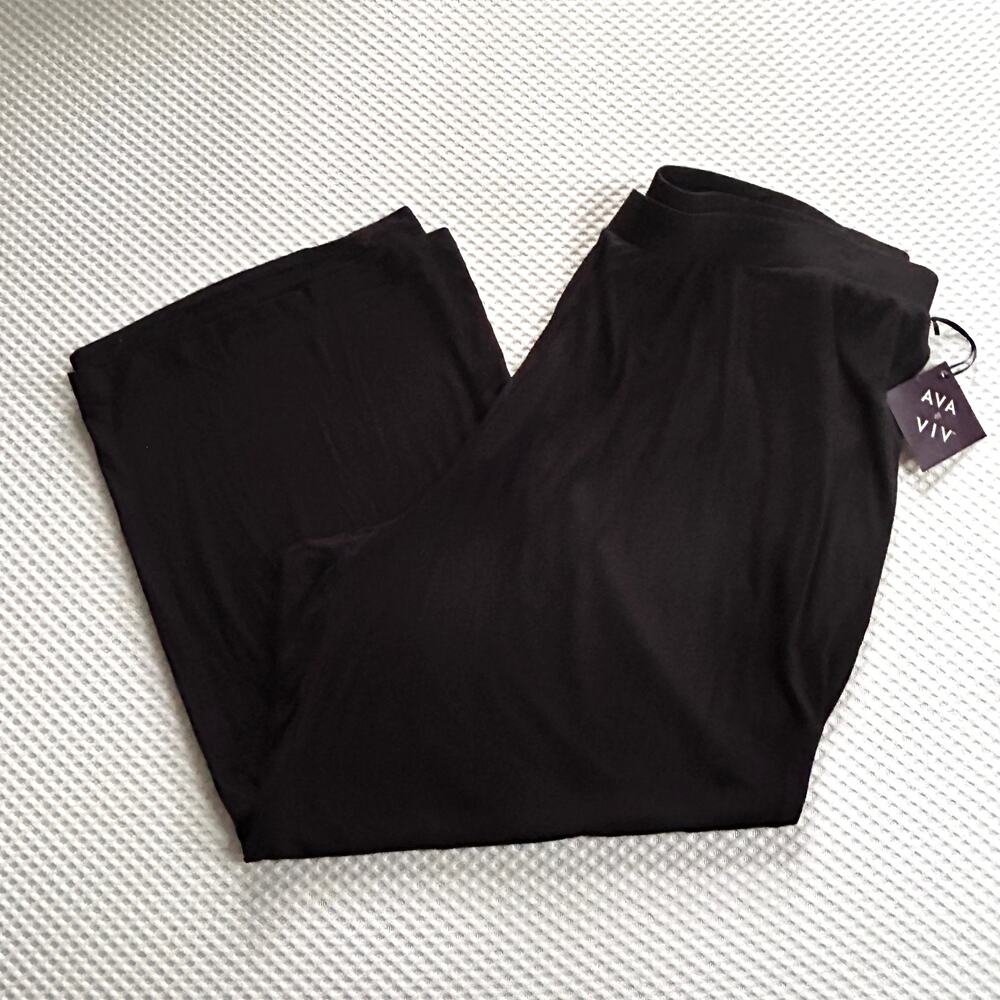 Ava & Viv Wide Leg Pants 4X Black NWT Pull On Comfort Capsule Minimalist